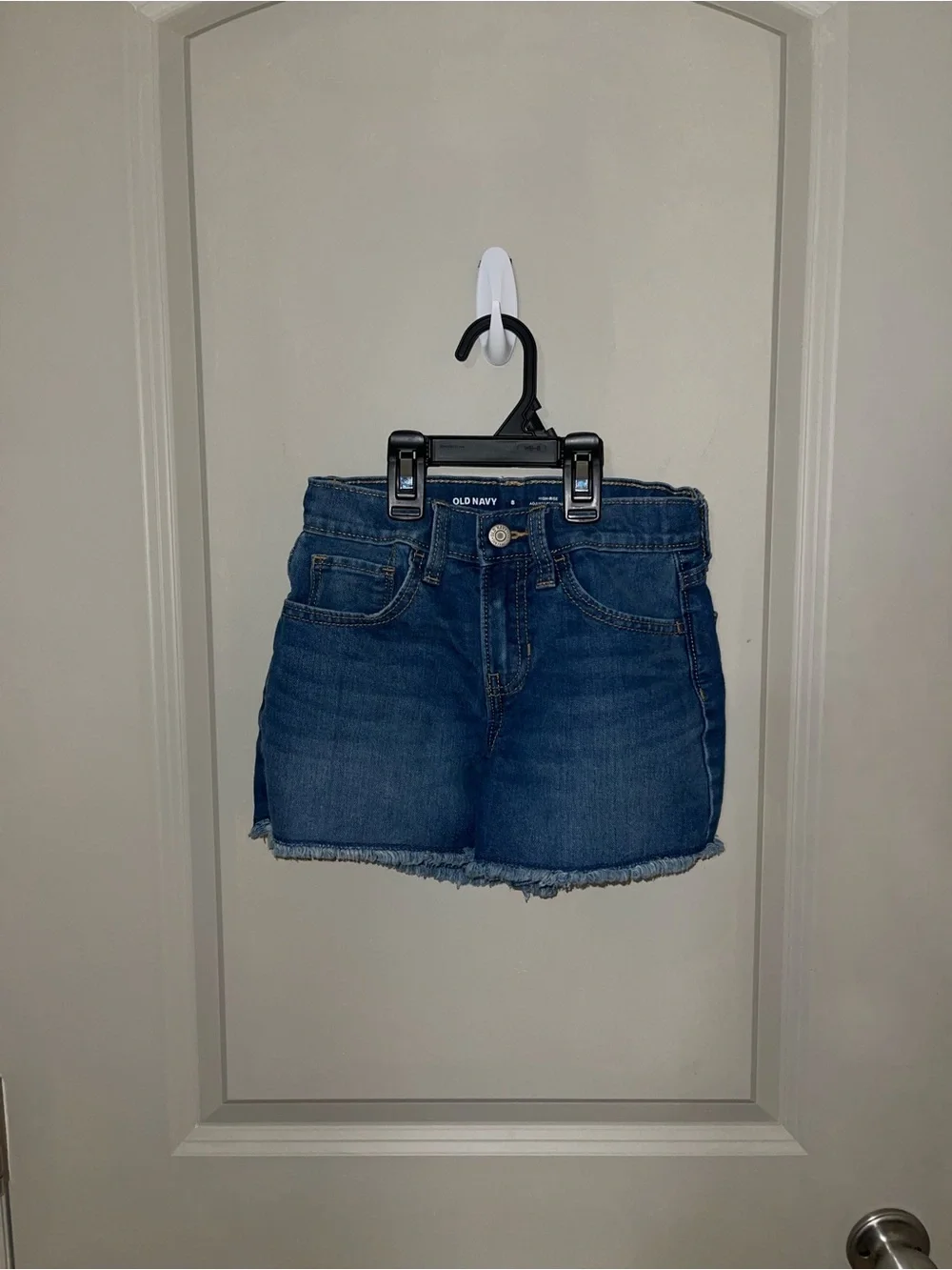 Girls Old Navy Dark Blue Frayed Hem Denim Shorts